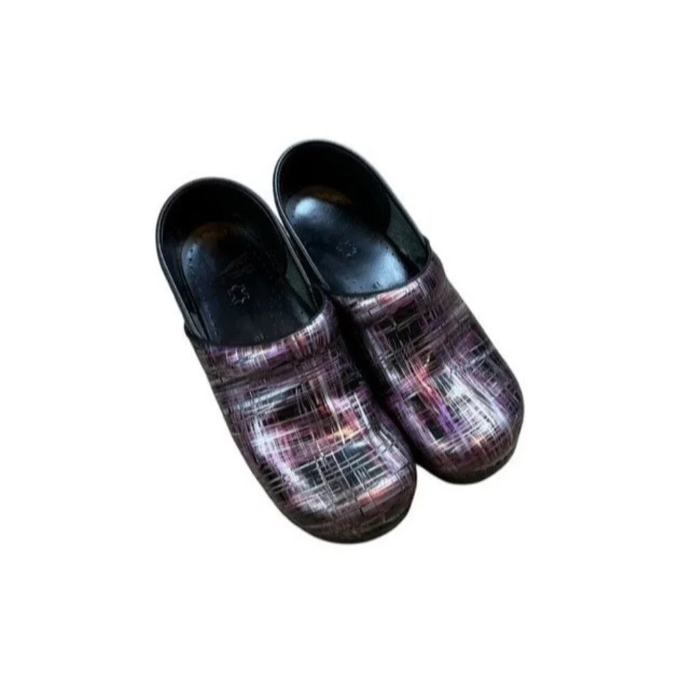 DANSKO Women Size 41 Professional Crosshatch Patent Clog Metallic 10.5- 11 Shoes
